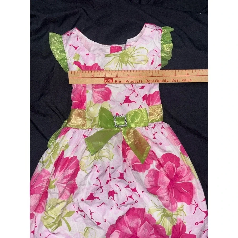 Emma's Garden Girls Floral Fit & Flare Party Dress Pink Green Size 4T oks money